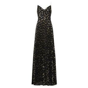 Black Gold Delfi Collective Aria Star Print Mesh Chiffon Maxi Gown Size XS Prom